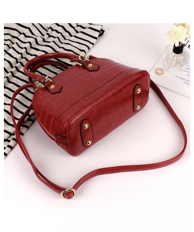 Patent Leather Top Handle Tote Bag Mini Zip Around Dome Shoulder Bag Shell Shape Cross Body Handbag Purse Satchel A-red $18.5...