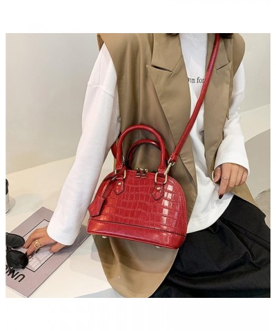 Patent Leather Top Handle Tote Bag Mini Zip Around Dome Shoulder Bag Shell Shape Cross Body Handbag Purse Satchel A-red $18.5...