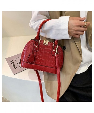 Patent Leather Top Handle Tote Bag Mini Zip Around Dome Shoulder Bag Shell Shape Cross Body Handbag Purse Satchel A-red $18.5...