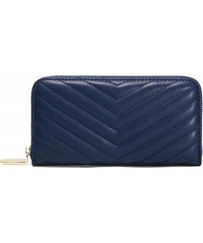 Women's Zip-Around Wallet & Phone Clutch with RFID Blocking, PU Vegan Leather (Lilac) Dark Blue $12.95 Clutches