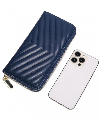 Women's Zip-Around Wallet & Phone Clutch with RFID Blocking, PU Vegan Leather (Lilac) Dark Blue $12.95 Clutches