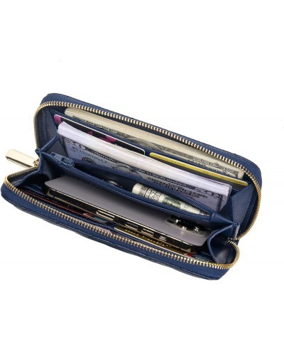 Women's Zip-Around Wallet & Phone Clutch with RFID Blocking, PU Vegan Leather (Lilac) Dark Blue $12.95 Clutches