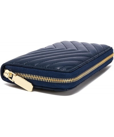 Women's Zip-Around Wallet & Phone Clutch with RFID Blocking, PU Vegan Leather (Lilac) Dark Blue $12.95 Clutches