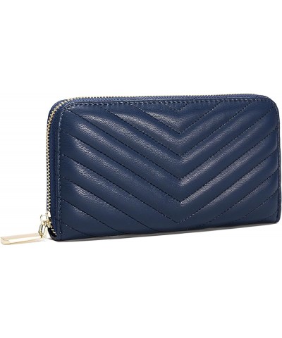 Women's Zip-Around Wallet & Phone Clutch with RFID Blocking, PU Vegan Leather (Lilac) Dark Blue $12.95 Clutches