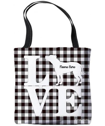 Dog Personalized Tote Bag American Staffordshire Terrier Puppy Pink Lattice Bag White $10.25 Travel Gear