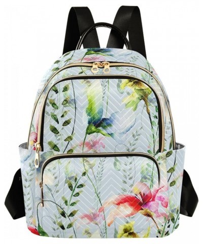 Summer Flowers Watercolor Women Backpack Purse Shoulder Bag Color Small $19.79 Backpacks