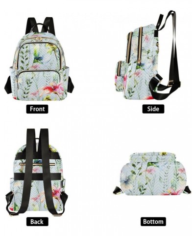 Summer Flowers Watercolor Women Backpack Purse Shoulder Bag Color Small $19.79 Backpacks