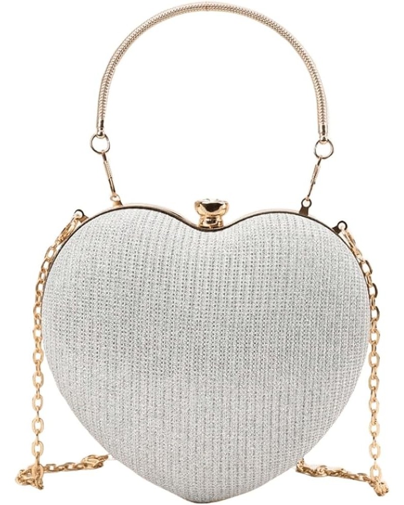 Heart Shape Mini Rhinestone Decor Clutch Underarm Bag Fashion Sparkle Purse Handbags for Evening Party Silver $16.81 Shoulder...