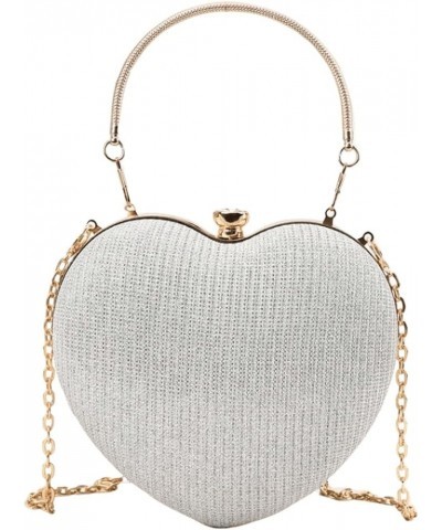 Heart Shape Mini Rhinestone Decor Clutch Underarm Bag Fashion Sparkle Purse Handbags for Evening Party Silver $16.81 Shoulder...