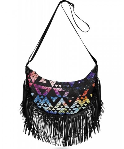 Trendy Galaxy Triangles Geometric Shape Fringe Bag for Women Cross Body Bag Tassel Shoulder Bag Satchel $15.38 Shoulder Bags