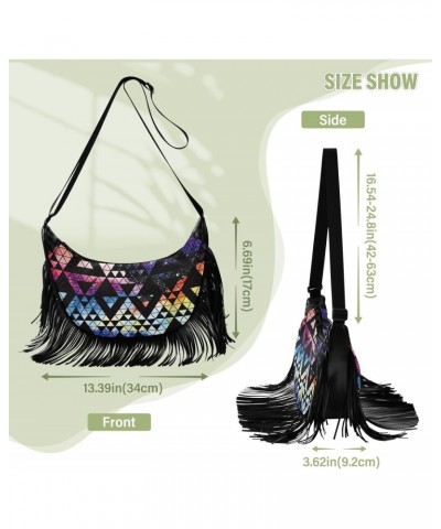 Trendy Galaxy Triangles Geometric Shape Fringe Bag for Women Cross Body Bag Tassel Shoulder Bag Satchel $15.38 Shoulder Bags