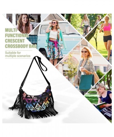 Trendy Galaxy Triangles Geometric Shape Fringe Bag for Women Cross Body Bag Tassel Shoulder Bag Satchel $15.38 Shoulder Bags