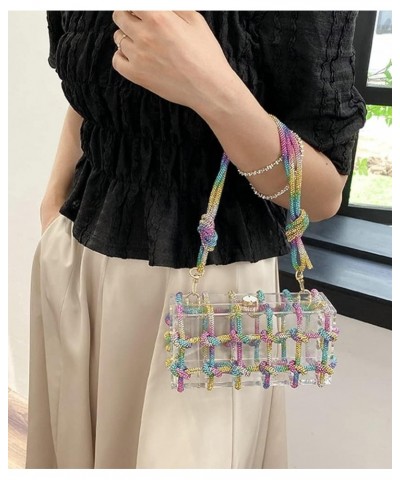 Woven Acrylic Evening Bags Purses Women Chic Banquet Rhinestone Crossbody Bag for Party Prom Colorful $51.41 Evening Bags