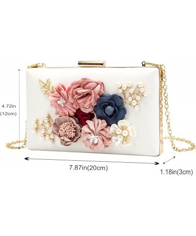 Flower Clutch Purse Evening Bag for Women Formal Party Handbag Chain Strap Shoulder Bag 3-white $15.58 Evening Bags