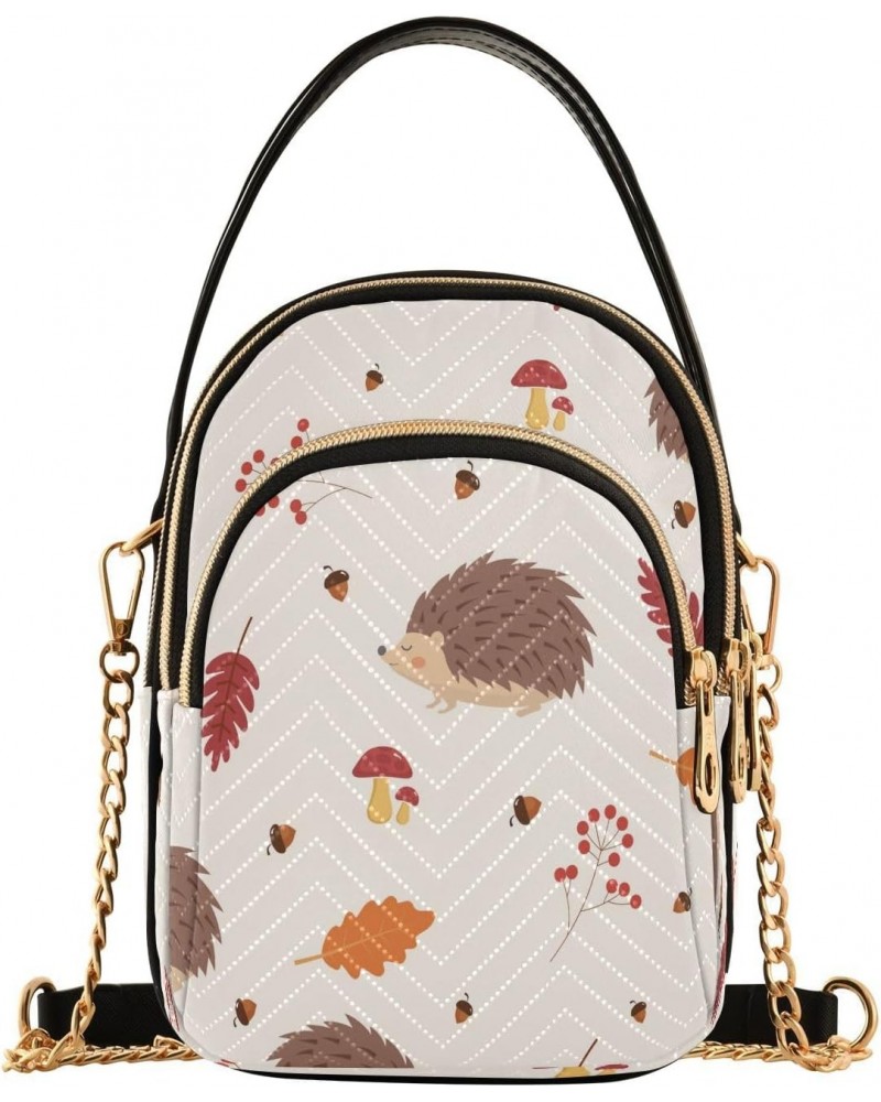 Fall Leaves Hedgehog Crossbody Bags for Women Quilted Chain Crossbody Purses Trendy Autumn Cross Body Phone Purse Handbag $11...