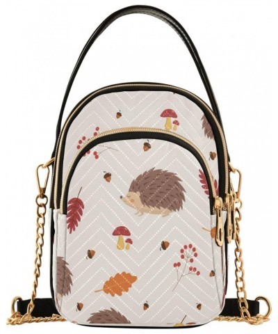 Fall Leaves Hedgehog Crossbody Bags for Women Quilted Chain Crossbody Purses Trendy Autumn Cross Body Phone Purse Handbag $11...