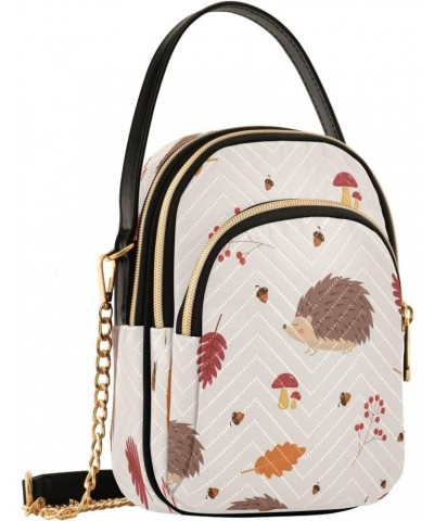 Fall Leaves Hedgehog Crossbody Bags for Women Quilted Chain Crossbody Purses Trendy Autumn Cross Body Phone Purse Handbag $11...