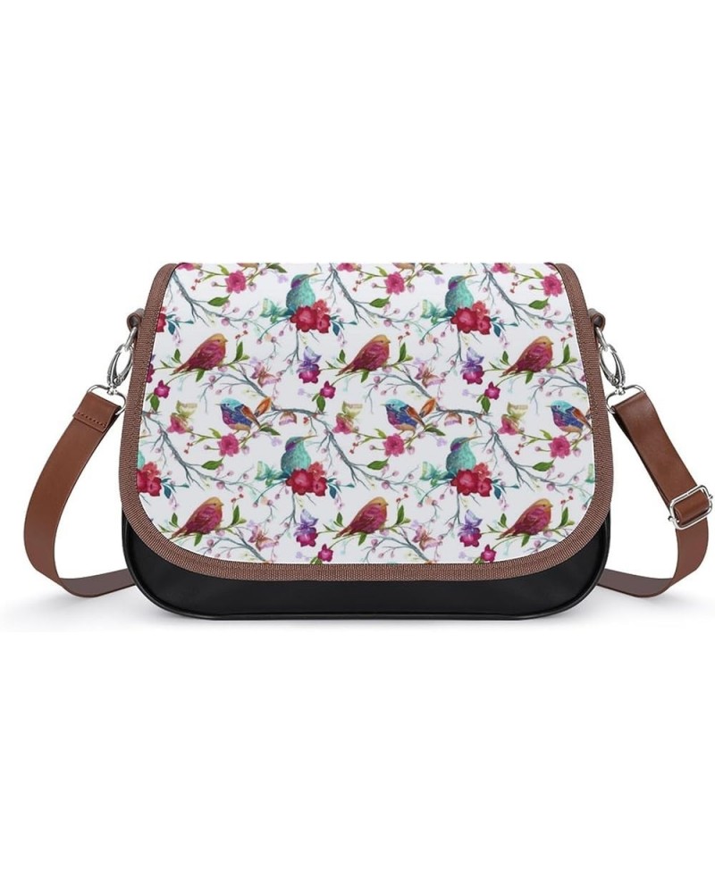 Black Cats Pattern Women Crossbody Clutch Purse Handbag Shoulder Bags Bird Butterfly and Flower Leaf $22.11 Shoulder Bags