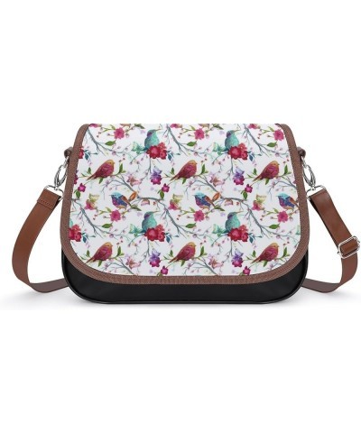 Black Cats Pattern Women Crossbody Clutch Purse Handbag Shoulder Bags Bird Butterfly and Flower Leaf $22.11 Shoulder Bags