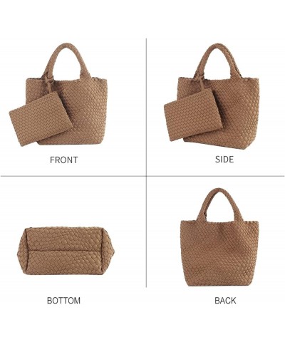 Woven Tote Bag + Purse Women Neoprene Tote Handbag Fashion Large Shoulder Top-Handle Travel Bag Underarm Shopper Bag Apricot ...