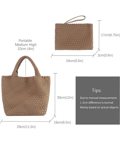 Woven Tote Bag + Purse Women Neoprene Tote Handbag Fashion Large Shoulder Top-Handle Travel Bag Underarm Shopper Bag Apricot ...