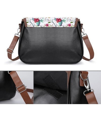 Black Cats Pattern Women Crossbody Clutch Purse Handbag Shoulder Bags Bird Butterfly and Flower Leaf $22.11 Shoulder Bags