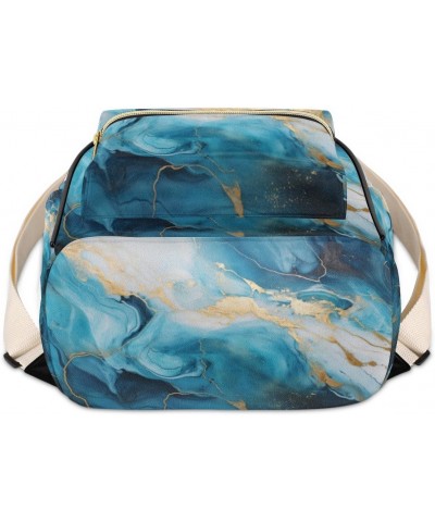 Blue Golden Marble Backpack Purse for Women PU Leather Lightweight Ladies Shoulder Fashion Satchel Bags Travel Casual Daypack...