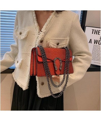 Women Small Satchel Bag Classic Snake Printed PU Leather Shoulder Purse Crossbody Bag with Chain A-white $22.63 Satchels