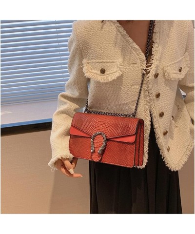 Women Small Satchel Bag Classic Snake Printed PU Leather Shoulder Purse Crossbody Bag with Chain A-white $22.63 Satchels