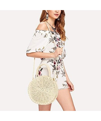 Straw Crossbody Bag Women Weave Shoulder Bag Round Summer Beach Purse and Handbags, Light Beige, Medium Off-white $18.91 Totes