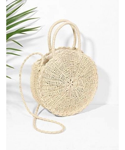 Straw Crossbody Bag Women Weave Shoulder Bag Round Summer Beach Purse and Handbags, Light Beige, Medium Off-white $18.91 Totes