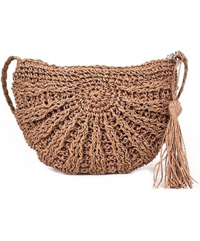 Half Round Straw Bags For Women Summer Beach Rattan Bag Handmade Woven Half Moon Crossbody Handbags A $14.73 Crossbody Bags