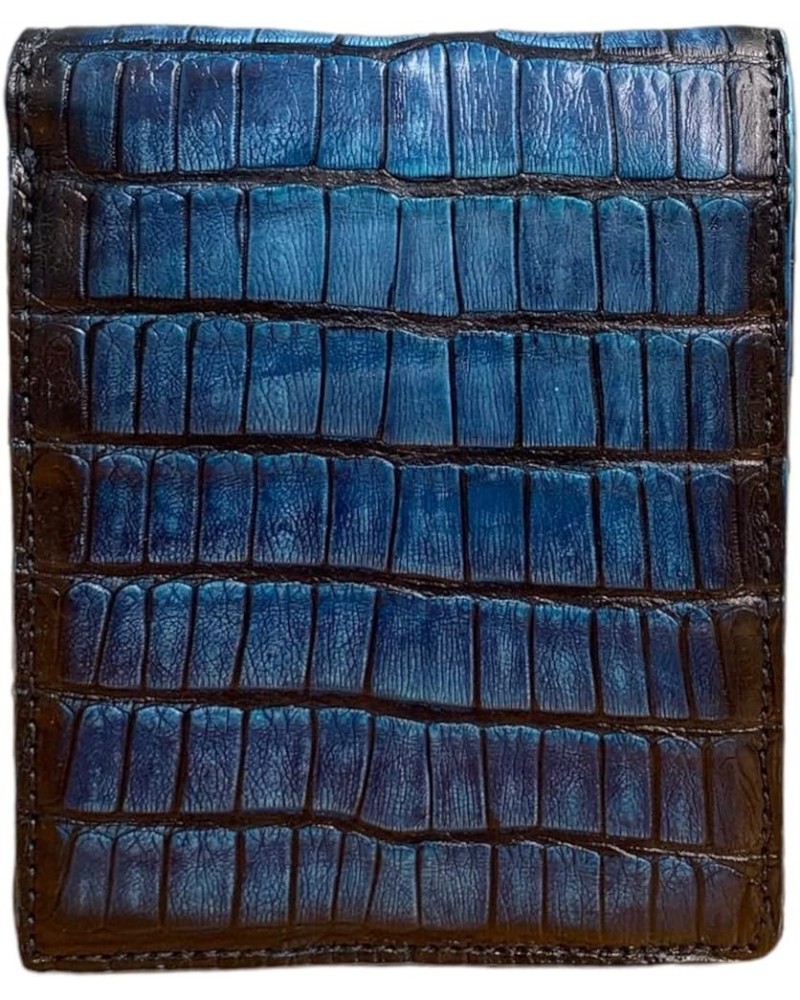 Genuine alligator leather bifold wallet for men, real crocodile men's wallet. (Green) Blue $44.40 Wallets