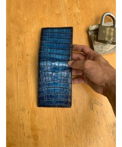 Genuine alligator leather bifold wallet for men, real crocodile men's wallet. (Green) Blue $44.40 Wallets