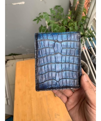 Genuine alligator leather bifold wallet for men, real crocodile men's wallet. (Green) Blue $44.40 Wallets