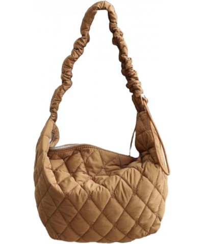 Quilted Crossbody Bags for Women Trendy, Chic Bucket Purse Large Puffer Tote Bag Lightweight Padded Puffy Handbag Brown $13.2...