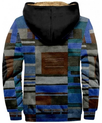 Men's Tribal Aztec Print Western Ethnic Vintage Lapel Jackets Drawstring Hooded Outerwear Winter Warm Pockets Coat 4-blue $8....