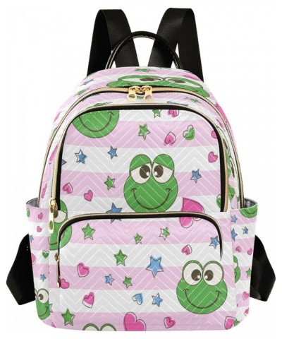 Women Backpack Purse Frog Heart Stripe Fashion Shoulder Bags Travel Backpack Small Daypacks S Small $12.22 Backpacks