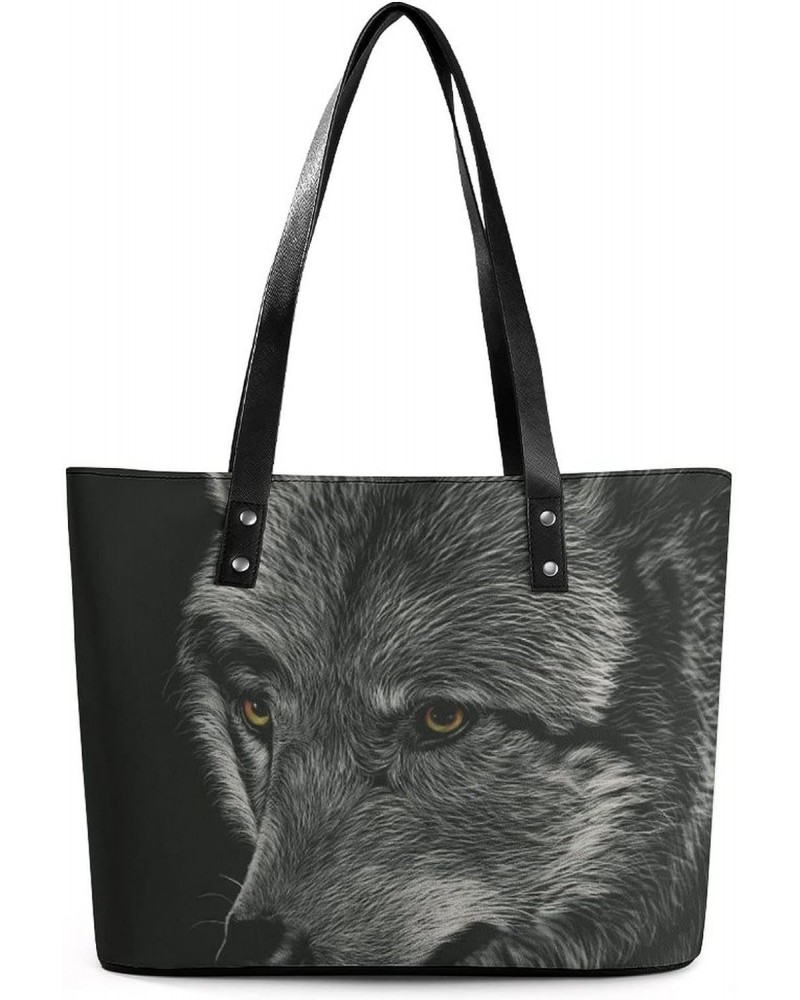 Womens Handbag Wolf Leather Tote Bag Top Handle Satchel Bags For Lady $19.94 Totes