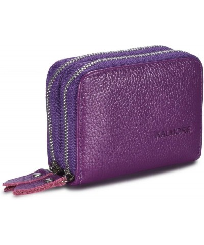 Women's Leather RFID Secured Spacious Cute Zipper Card Wallet Small Purse Purple $10.29 Wallets