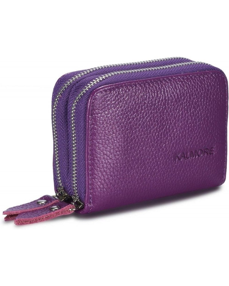 Women's Leather RFID Secured Spacious Cute Zipper Card Wallet Small Purse Purple $10.29 Wallets