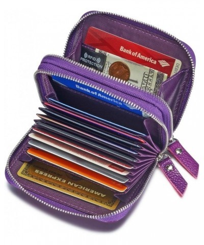 Women's Leather RFID Secured Spacious Cute Zipper Card Wallet Small Purse Purple $10.29 Wallets