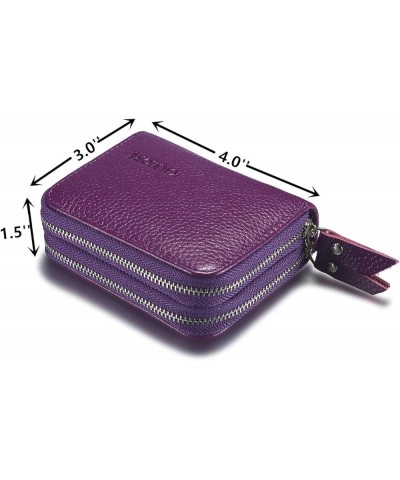 Women's Leather RFID Secured Spacious Cute Zipper Card Wallet Small Purse Purple $10.29 Wallets