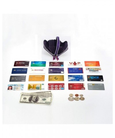 Women's Leather RFID Secured Spacious Cute Zipper Card Wallet Small Purse Purple $10.29 Wallets