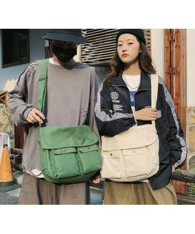 Canvas Messenger Bag for Women Men Large Capacity Shoulder Bag Hobo Bag Canvas Tote Bag Handbags with Multiple Pockets Black ...