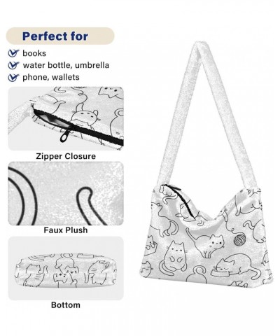 Cats Have Fun Plush Shoulder Bag Furry Tote Handbag Purse Faux Fur Crossbody Bag for Women $11.54 Totes