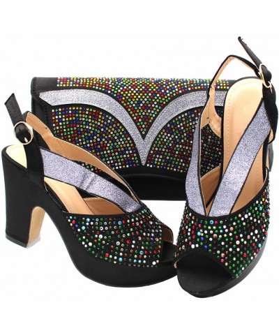 African Nigerian Sequin Rhinestone High Heels Matching Evening Clutch Bag Set For Wedding Party Peach $47.04 Evening Bags