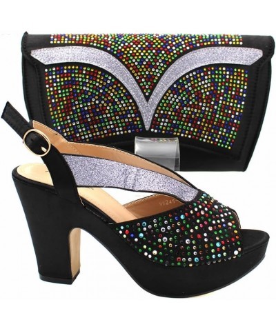 African Nigerian Sequin Rhinestone High Heels Matching Evening Clutch Bag Set For Wedding Party Peach $47.04 Evening Bags