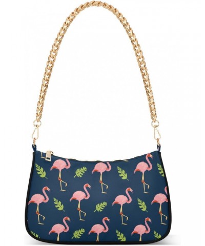 Blue Flamingo Shoulder Bag for Women Clutch Shoulder Purse Chain Bag with Zipper Closure Women's Tote Hobo Handbags Hand Bag ...