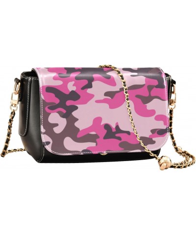 Crossbody Handbag Cute Pink Camo PU Leather Shoulder Bag Sturdy Travel Pouch Compact Chic Bag for Women Everyday Use Holiday ...